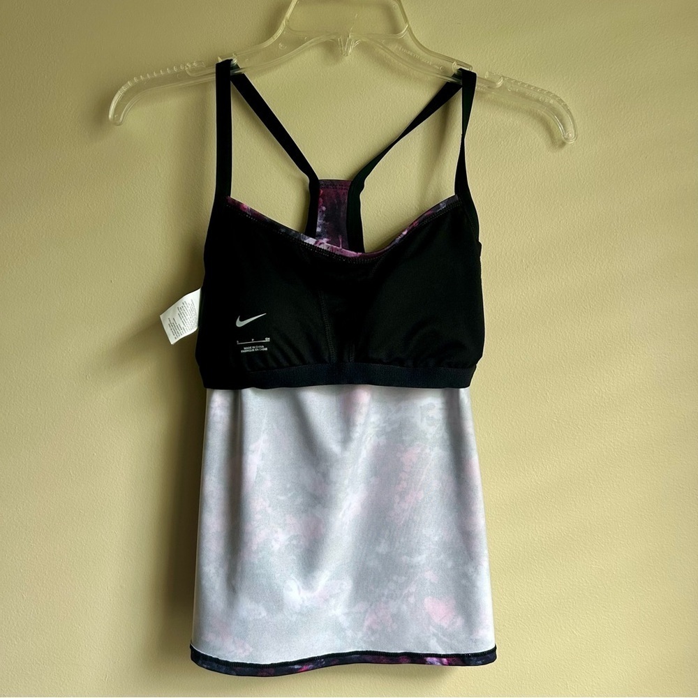 Nike powerback tankini swim top with purple and pink print women's size XS NWT - Picture 6 of 6